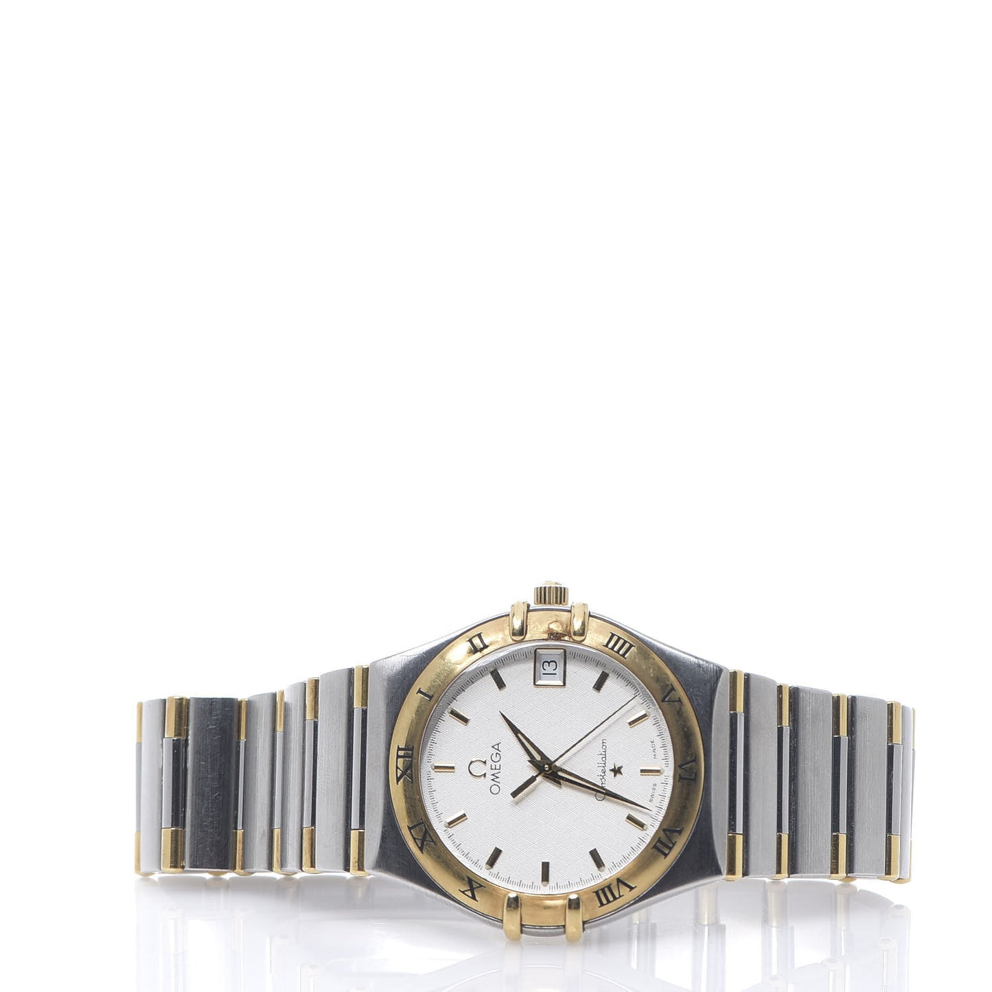Stainless Steel 18K Yellow Gold 33mm Constellation Quartz Watch White 1312.30