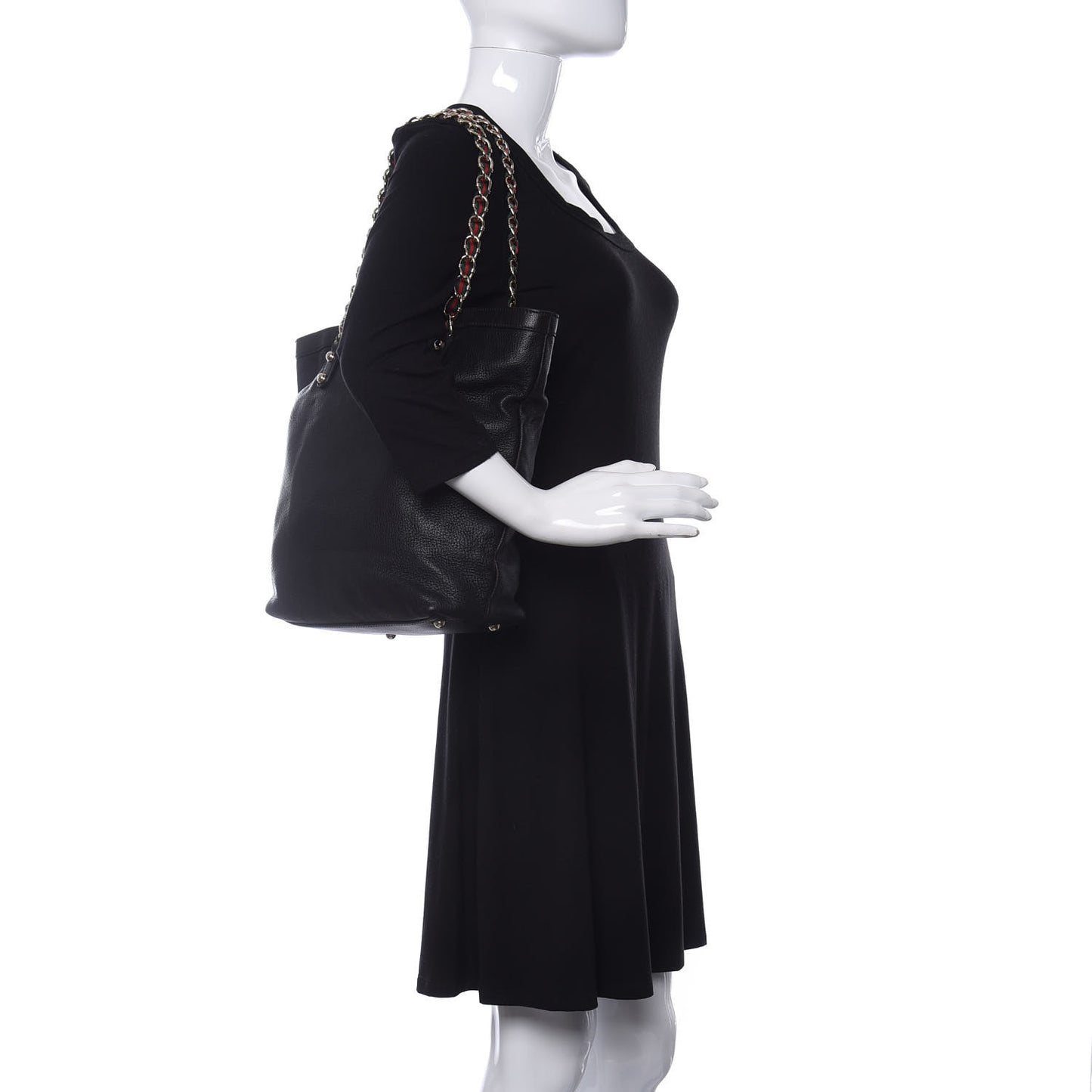 Goatskin Capri Chain Tote Black