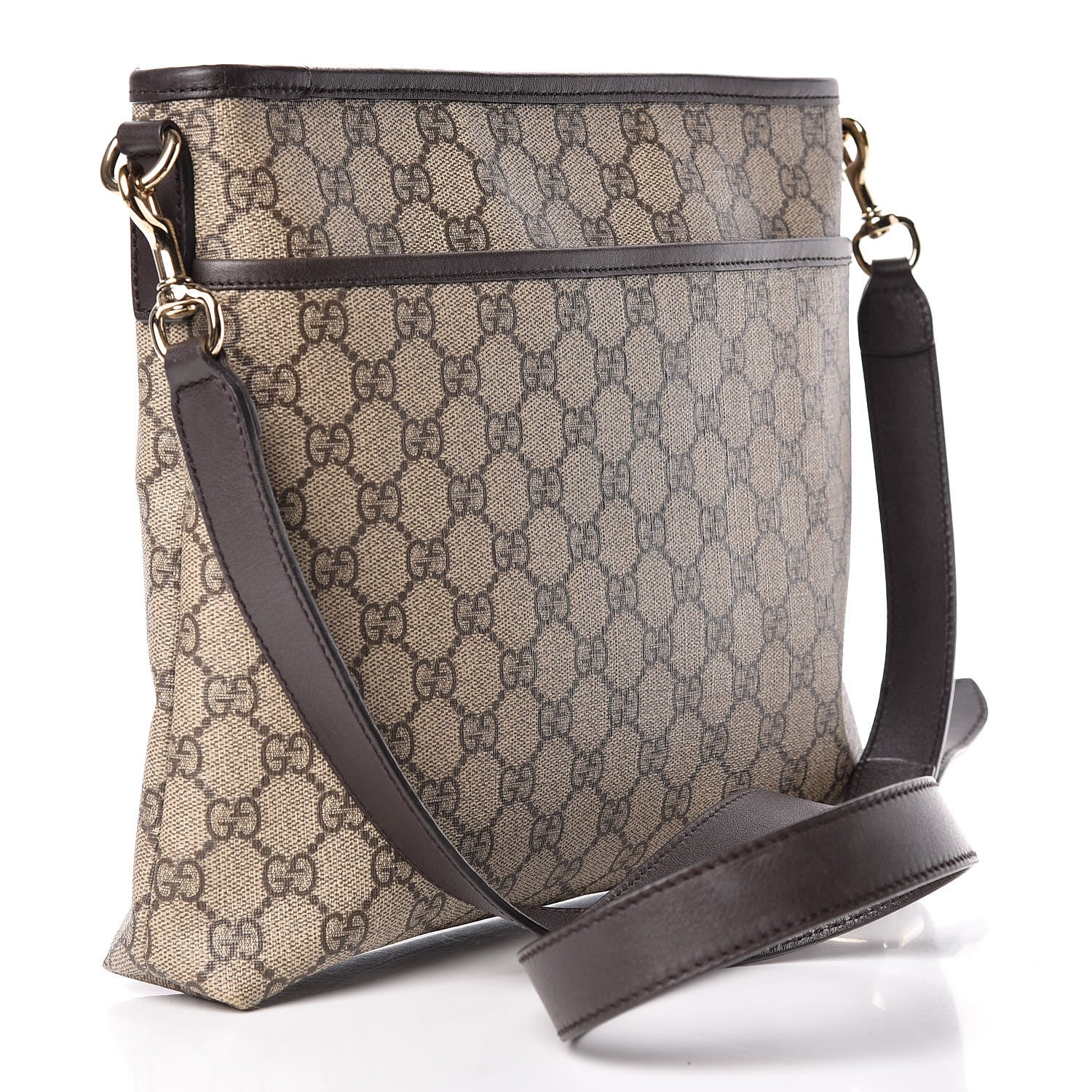 Gucci GG Plus Monogram Medium Flat Messenger Bag Dark Brown 3 of 13