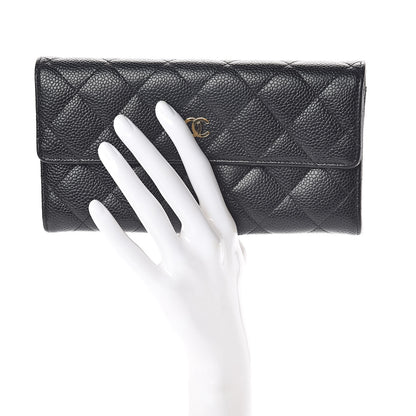 Chanel Caviar Quilted Large Gusset Flap Wallet Black 2 of 12