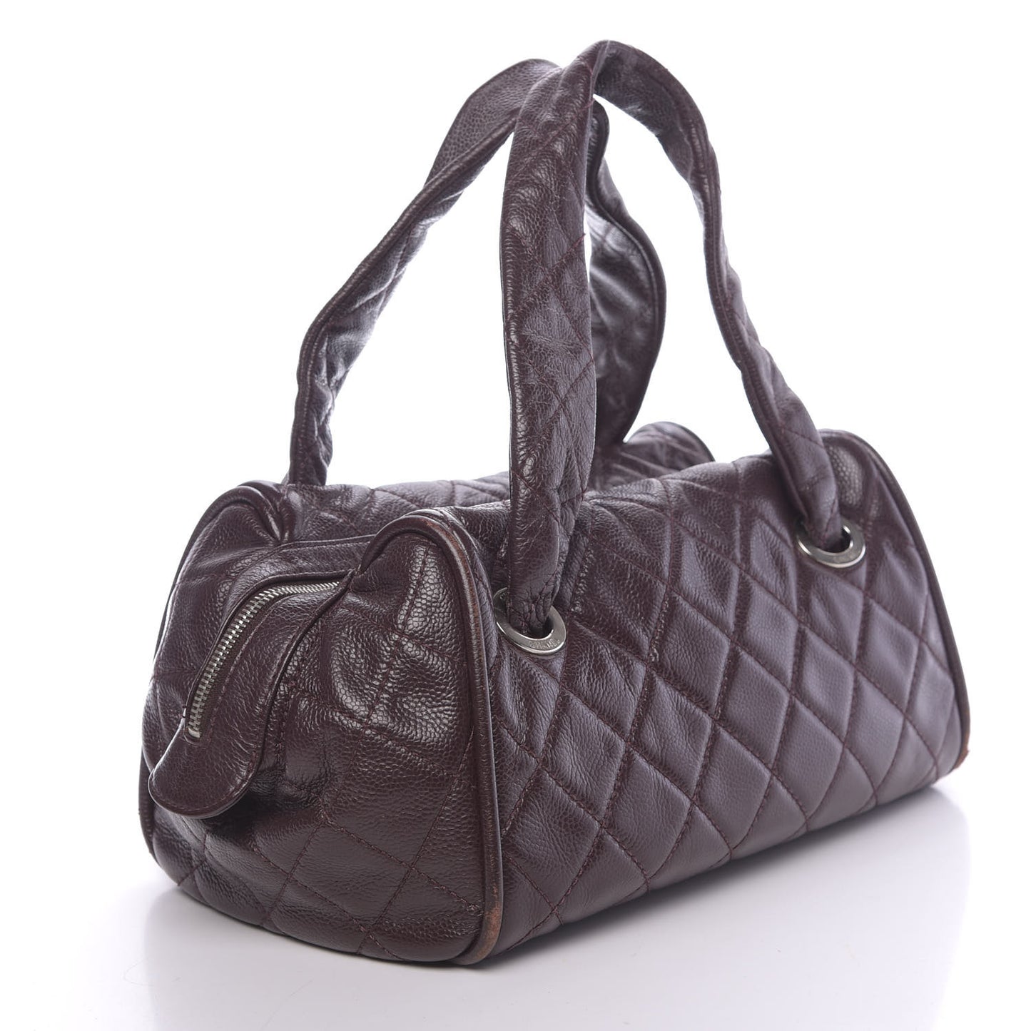 Caviar Quilted CC Timeless Bowler Burgundy