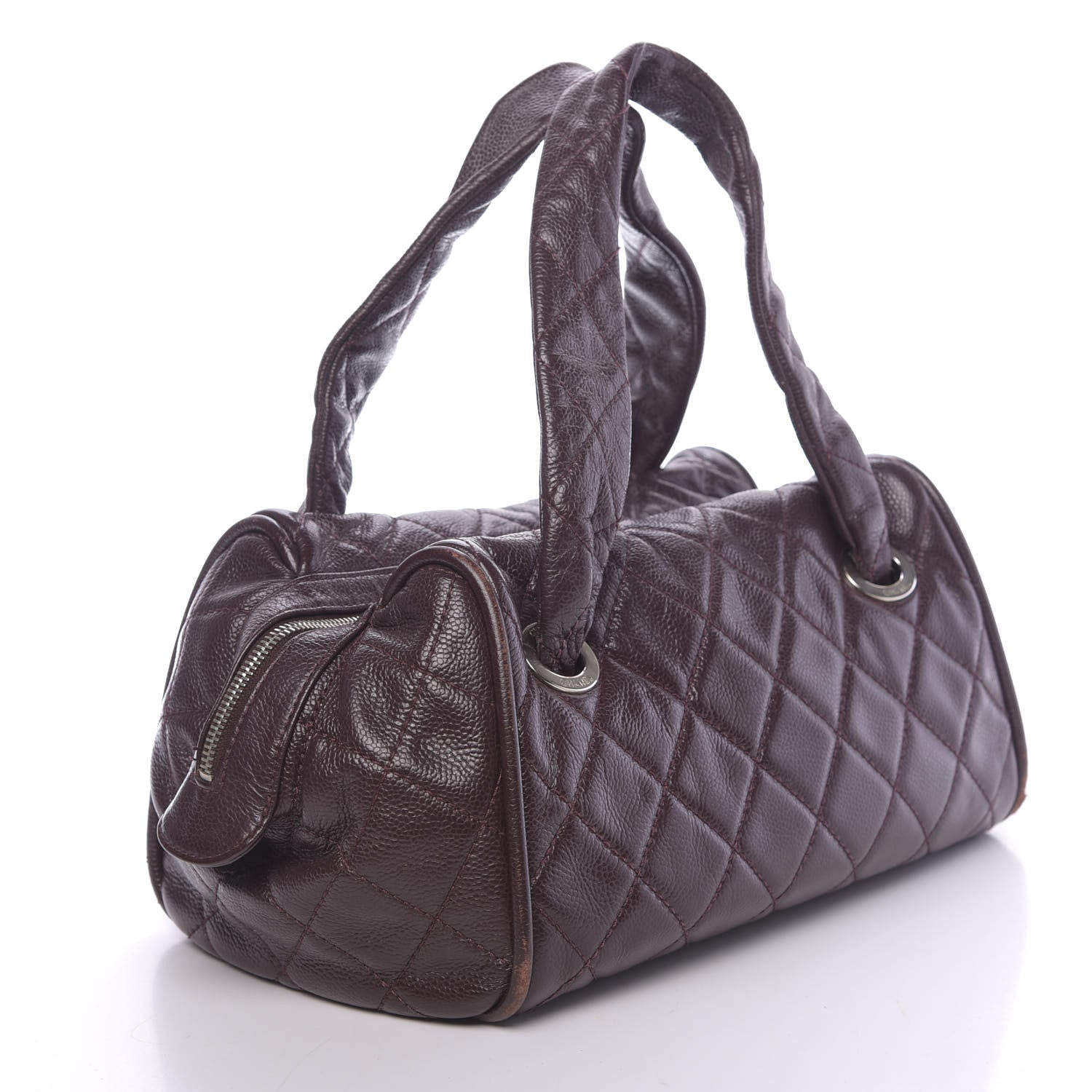 Chanel Caviar Quilted CC Timeless Bowler Burgundy 3 of 14