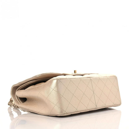 Chanel Iridescent Caviar Quilted Jumbo Double Flap Beige 4 of 16