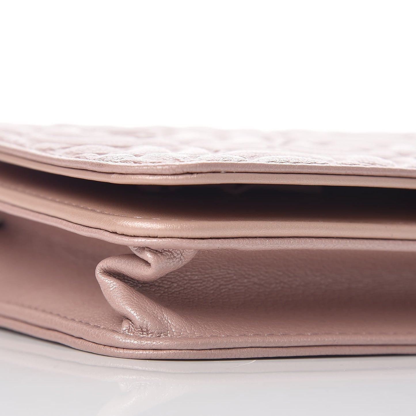 Goatskin Camellia Embossed Wallet On Chain WOC Light Pink