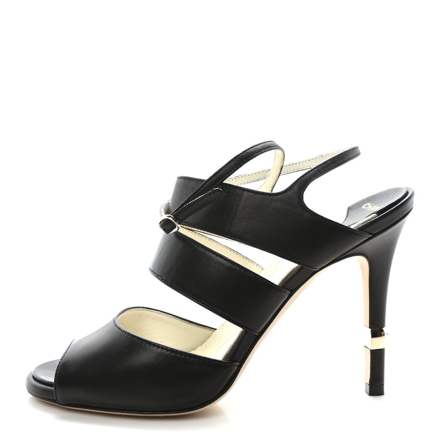 Lambskin CC Strappy Sandal 37 Black