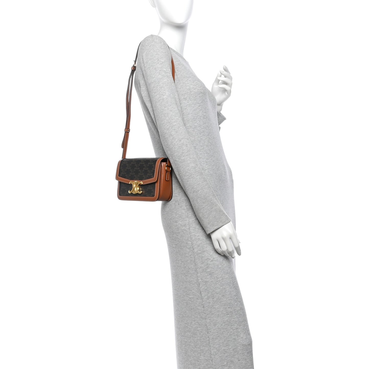 Calfskin Triomphe Canvas Teen Triomphe Bag Tan