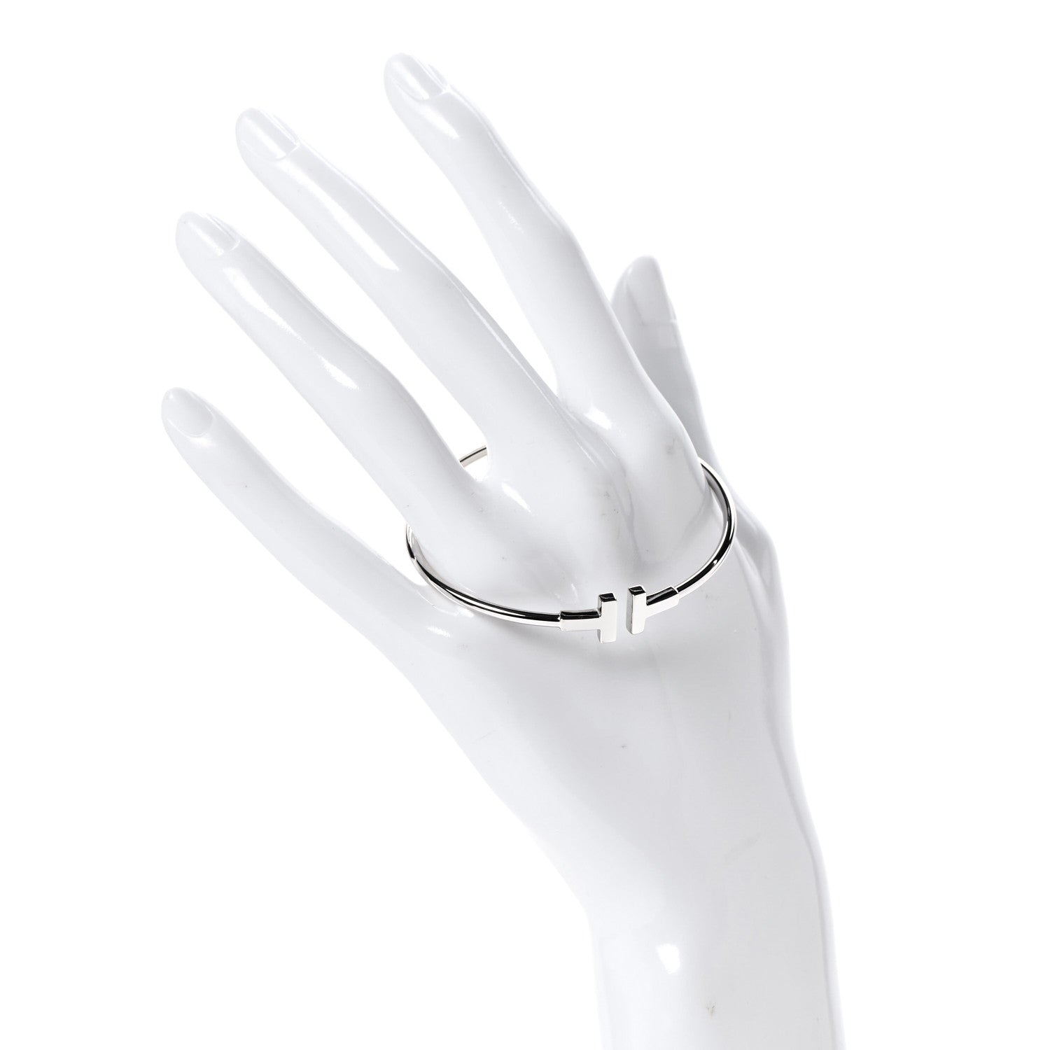 Tiffany 18K White Gold T Wire Bracelet 2 of 7