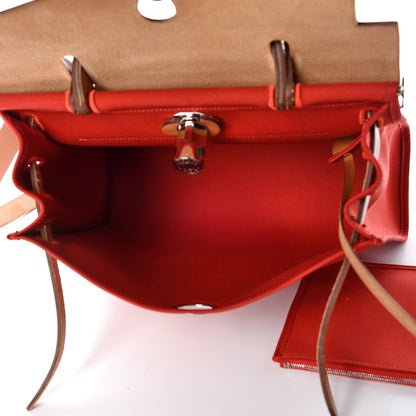 Hermes Vache Hunter Toile Herbag Zip 31 PM Rouge Tomate Natural 8 of 10