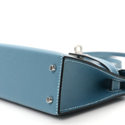 Hermes Epsom Mini Kelly Sellier 20 New Blue Jean 7 of 8