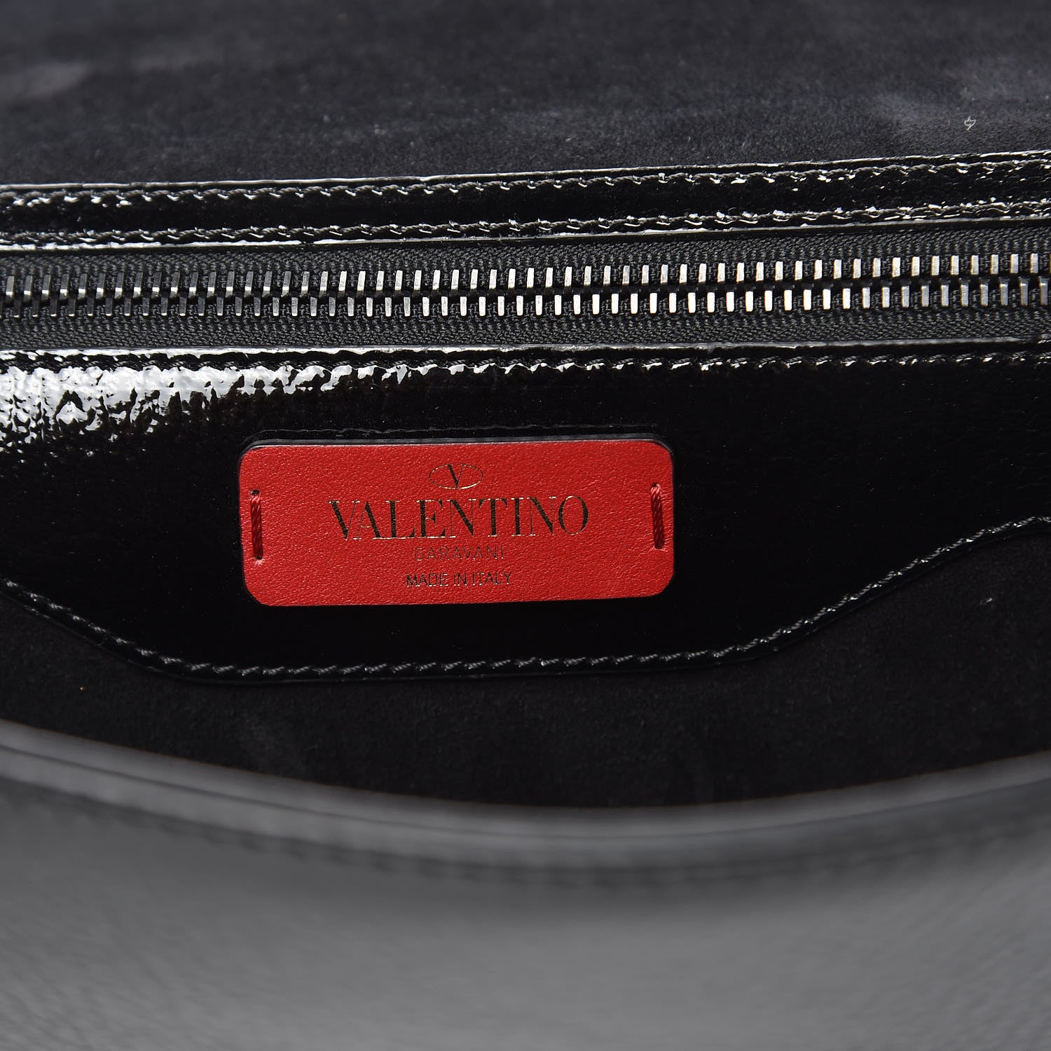 Valentino Garavani Patent Pebbled Calfskin Medium Rockstud Demilune Shoulder Bag Black 6 of 9