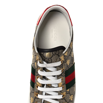 Gucci GG Supreme Monogram Bees Ayers Web Womens Ace Sneakers 39.5 Beige Oro Green Red 8 of 10