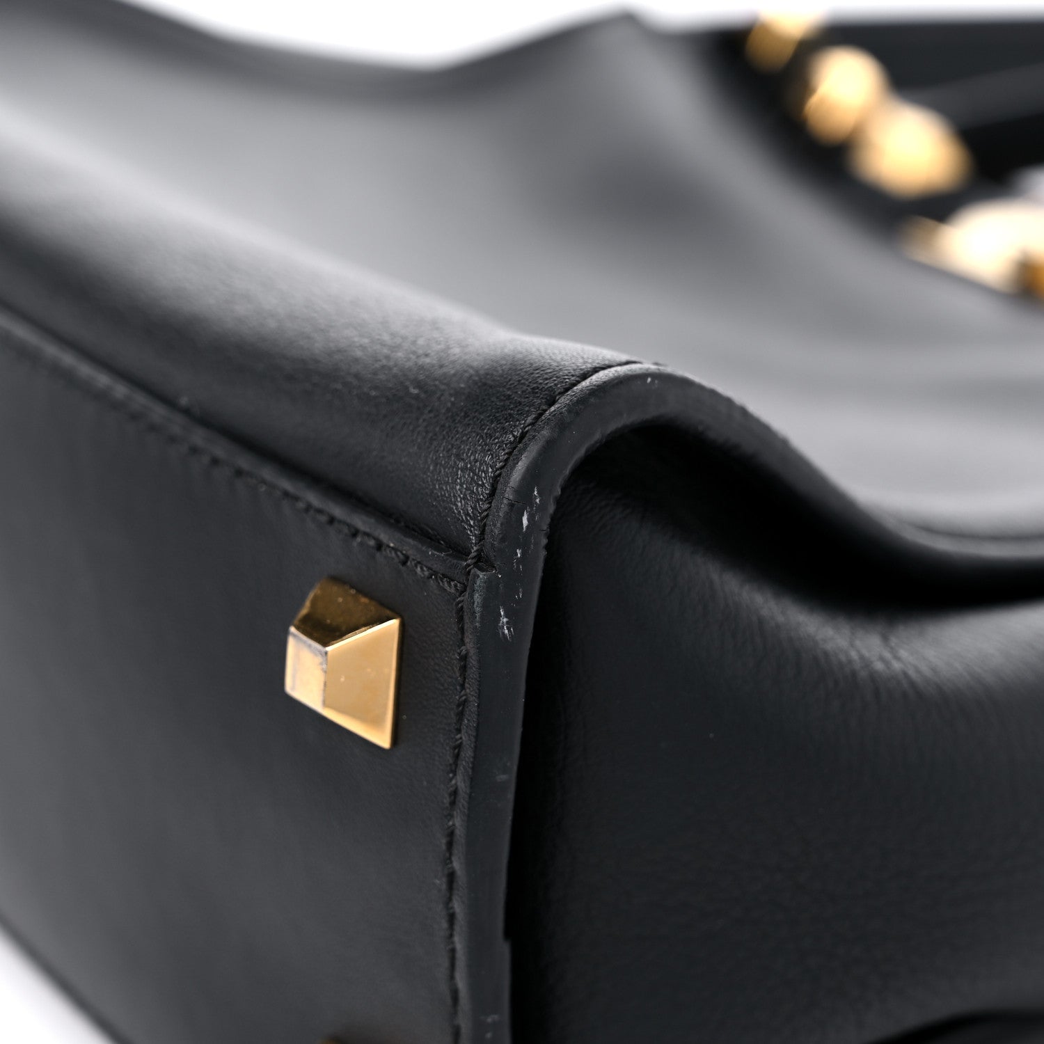 Fendi Vitello Seta Gold Studded Medium Peekaboo Iconic Satchel Black 9 of 17