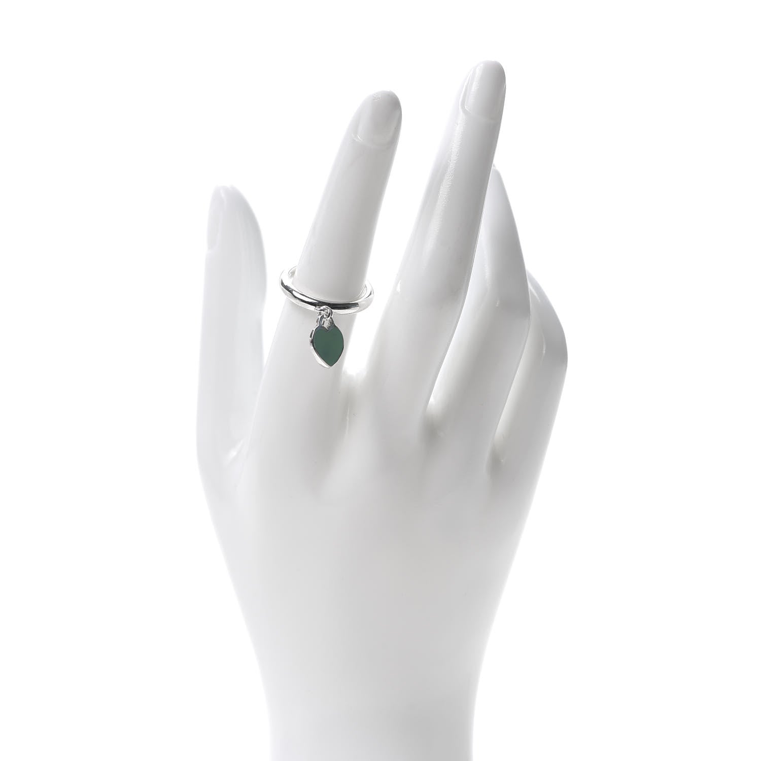 Tiffany Sterling Silver Enamel Return to Double Heart Ring Blue 54 6.75 2 of 5