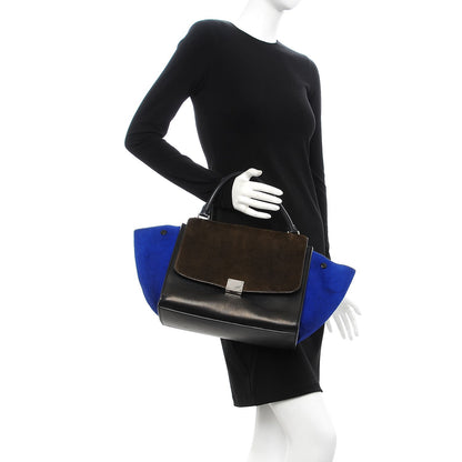 Celine Pony Hair Smooth Calfskin Tri-color Medium Trapeze Cobalt 3 of 17