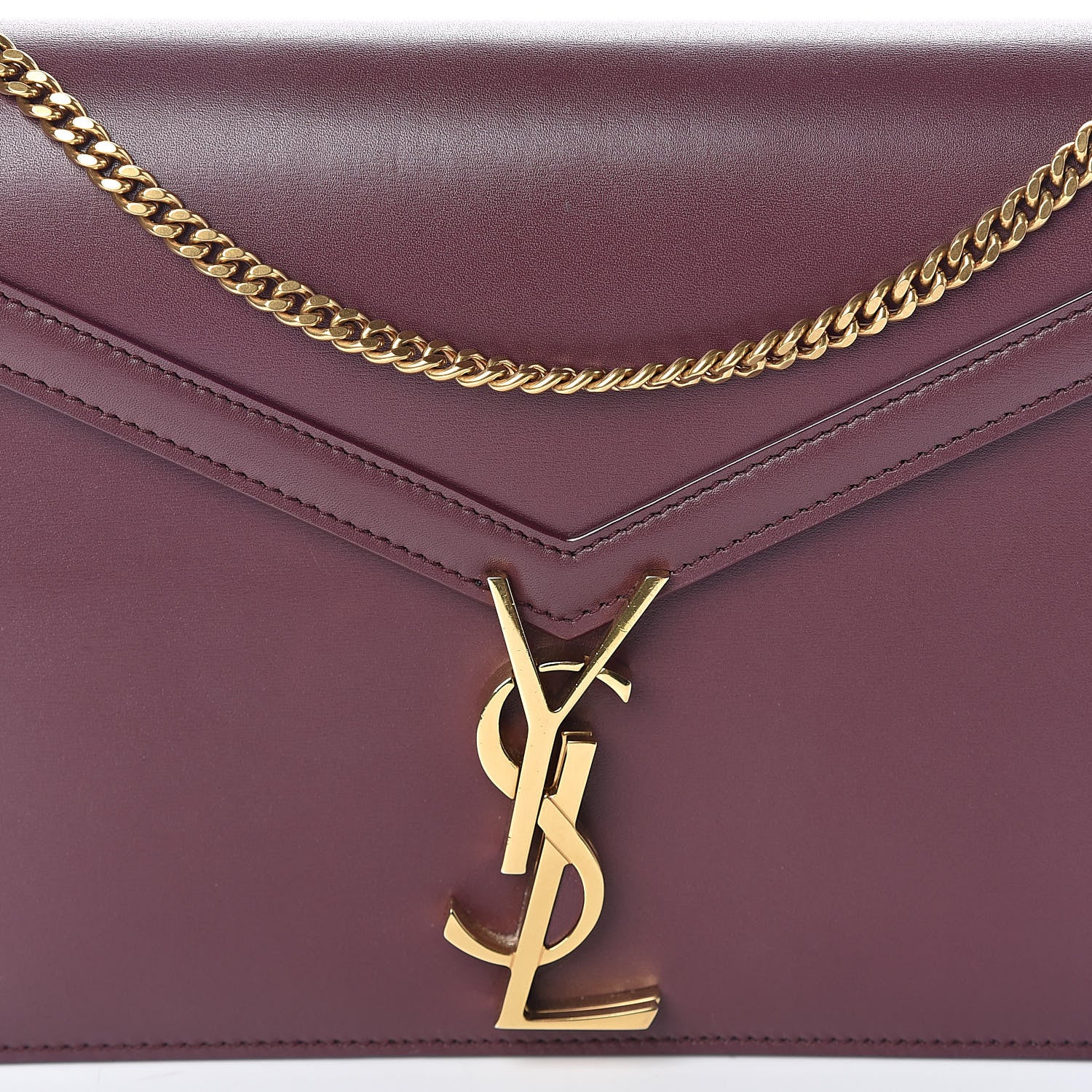 Saint Laurent Smooth Calfskin Monogram Cassandra Clasp Bag Rouge Legion 7 of 9