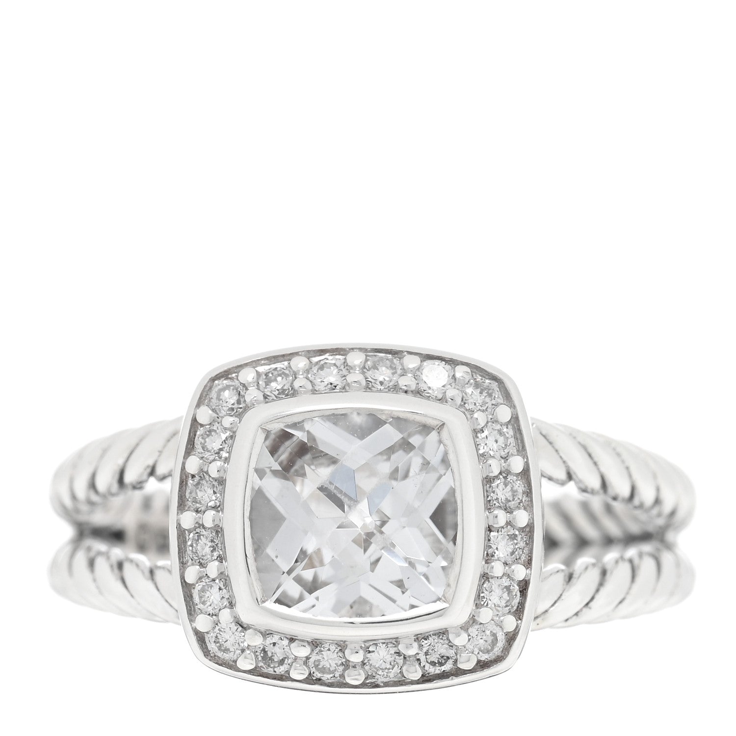 David Yurman Sterling Silver Diamond White Topaz 7mm Petite Albion Ring 53 6.5 1 of 4