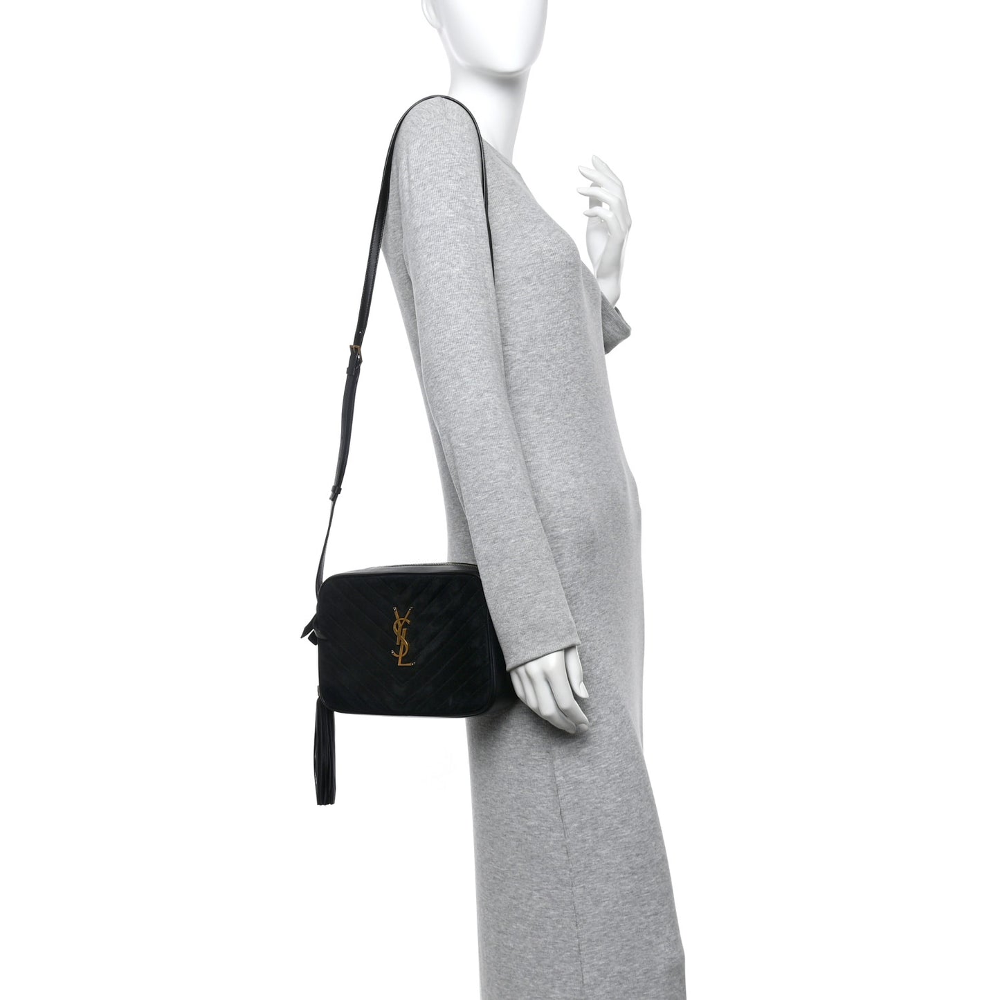 Suede Calfskin Monogram Lou Camera Bag Black