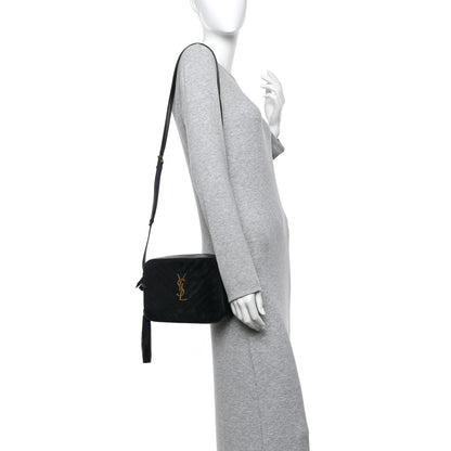 Saint Laurent Suede Calfskin Monogram Lou Camera Bag Black 2 of 14