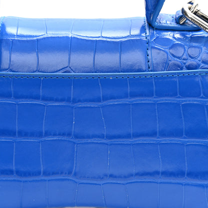 Balenciaga Shiny Calfskin Crocodile Embossed Hourglass Top Handle Bag XS Royal Blue 13 of 13