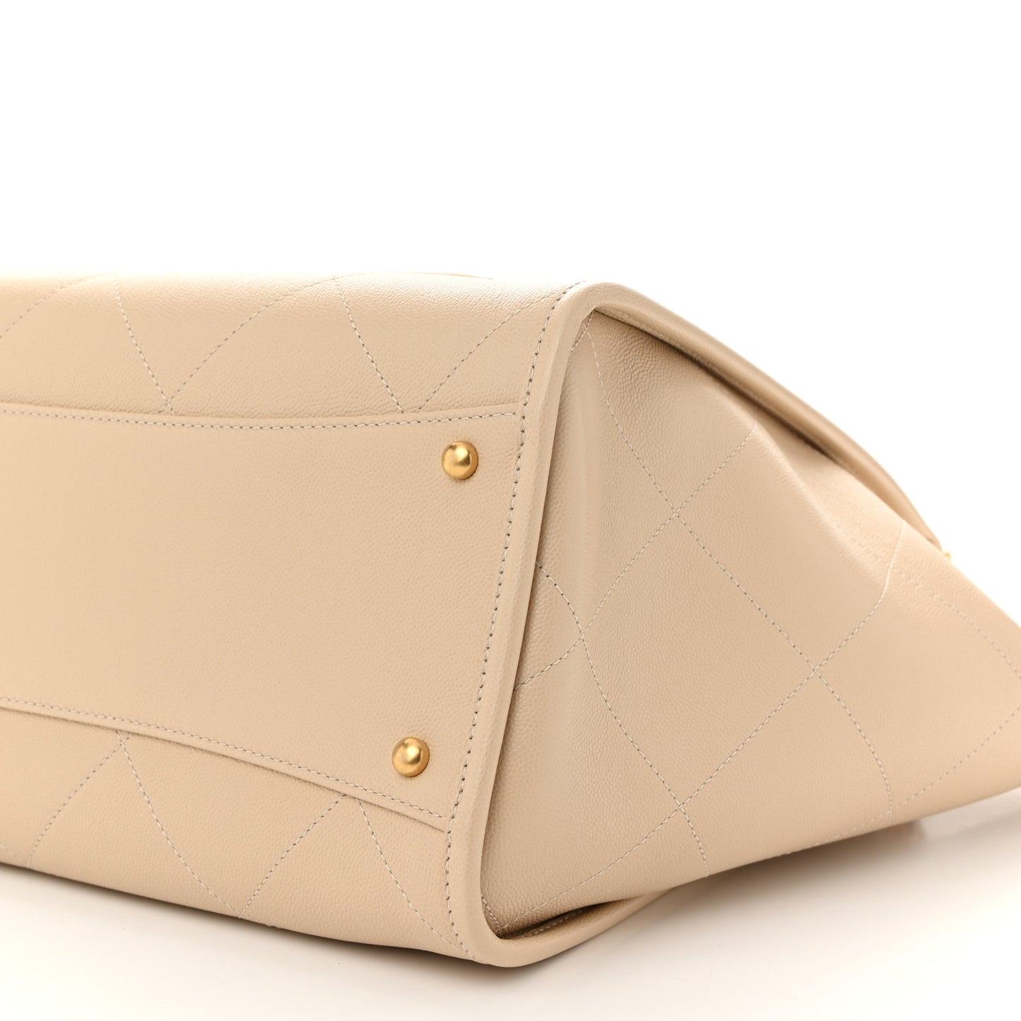 Caviar Stitched Pocket CC Large Tote Light Beige
