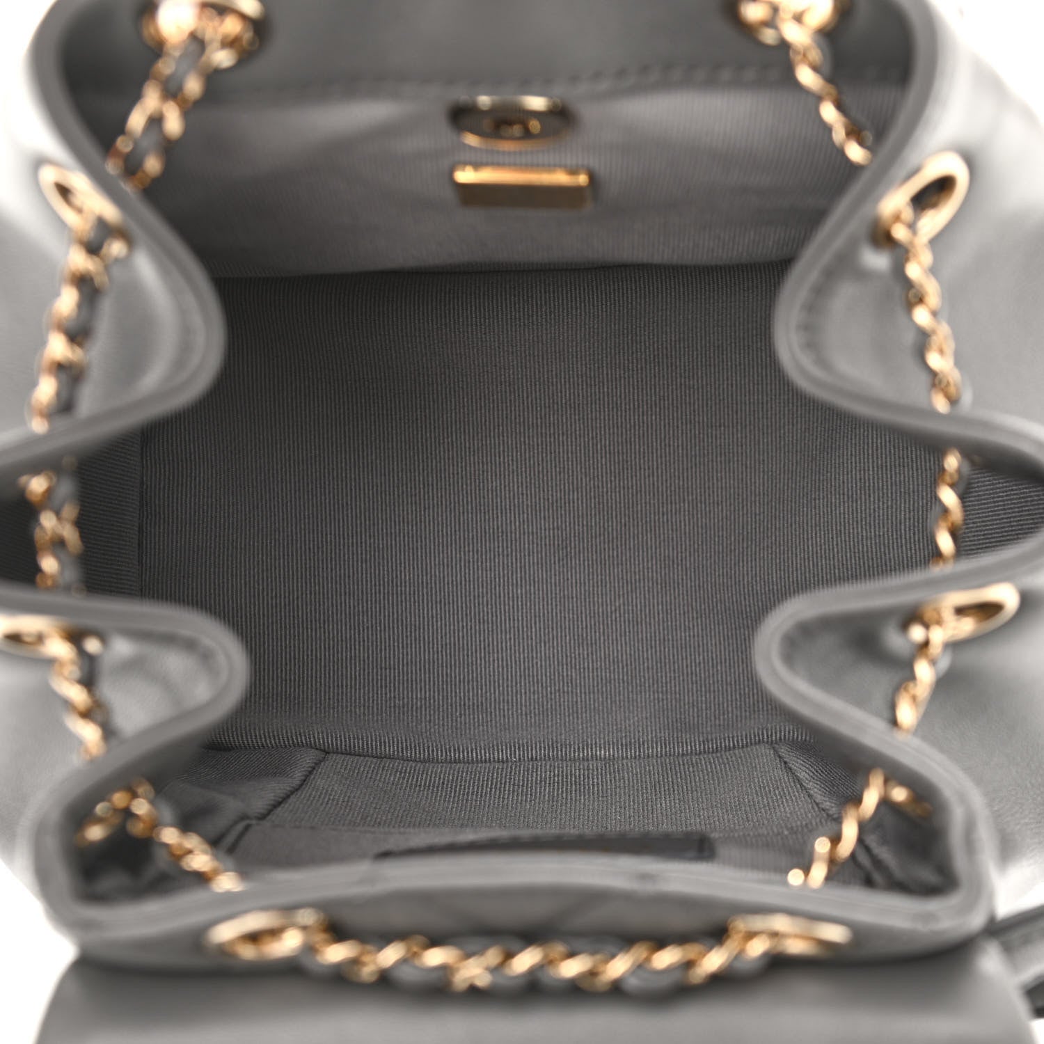 Chanel Lambskin Quilted Small Duma Drawstring Backpack Grey 5 of 10