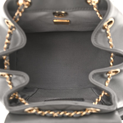 Chanel Lambskin Quilted Small Duma Drawstring Backpack Grey 5 of 10