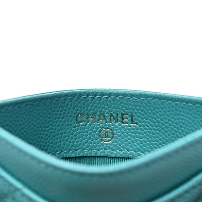 Chanel Caviar Quilted Card Holder Turquoise 6 of 9