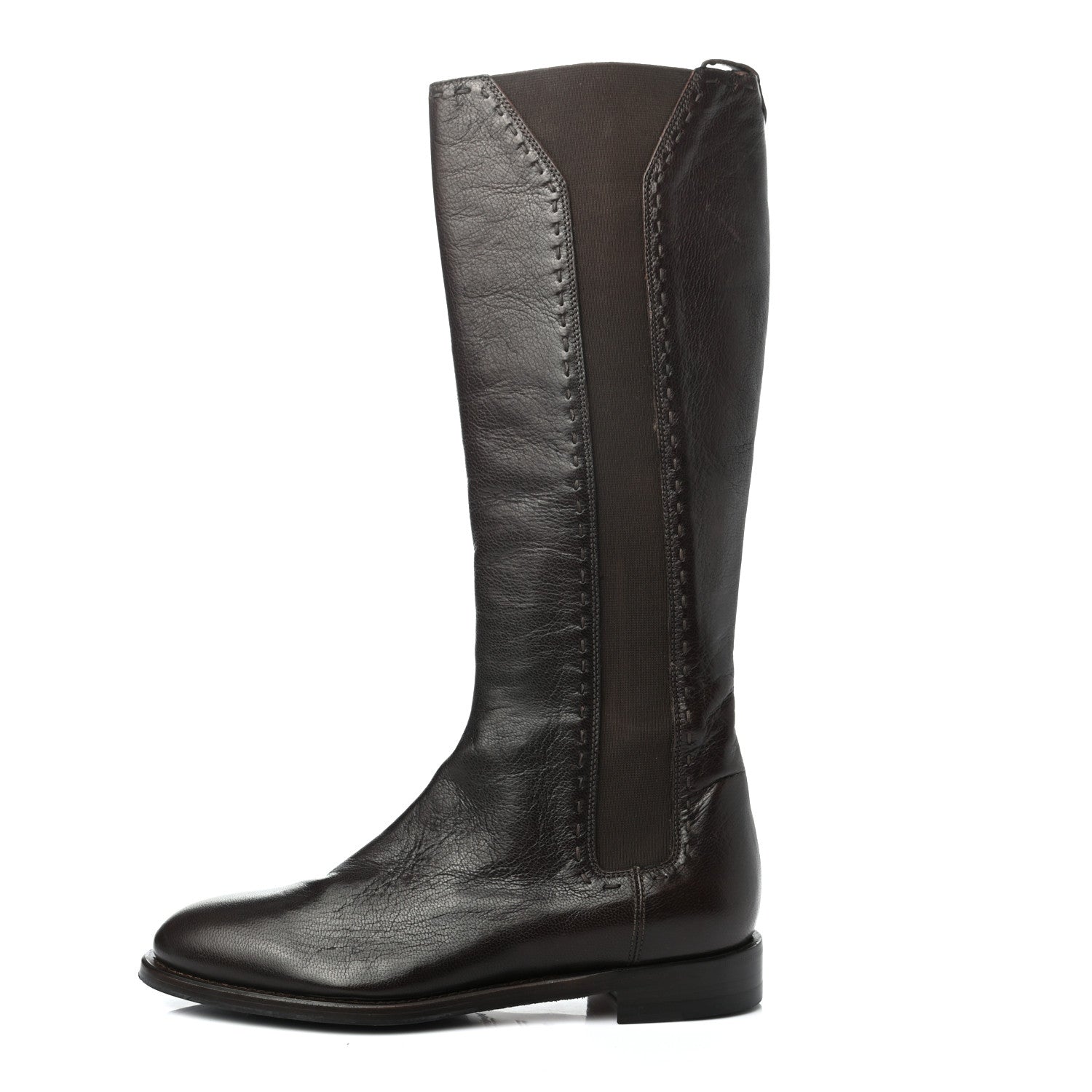 Saint Laurent Calfskin Knee High Boots 36.5 Chocolate 1 of 8