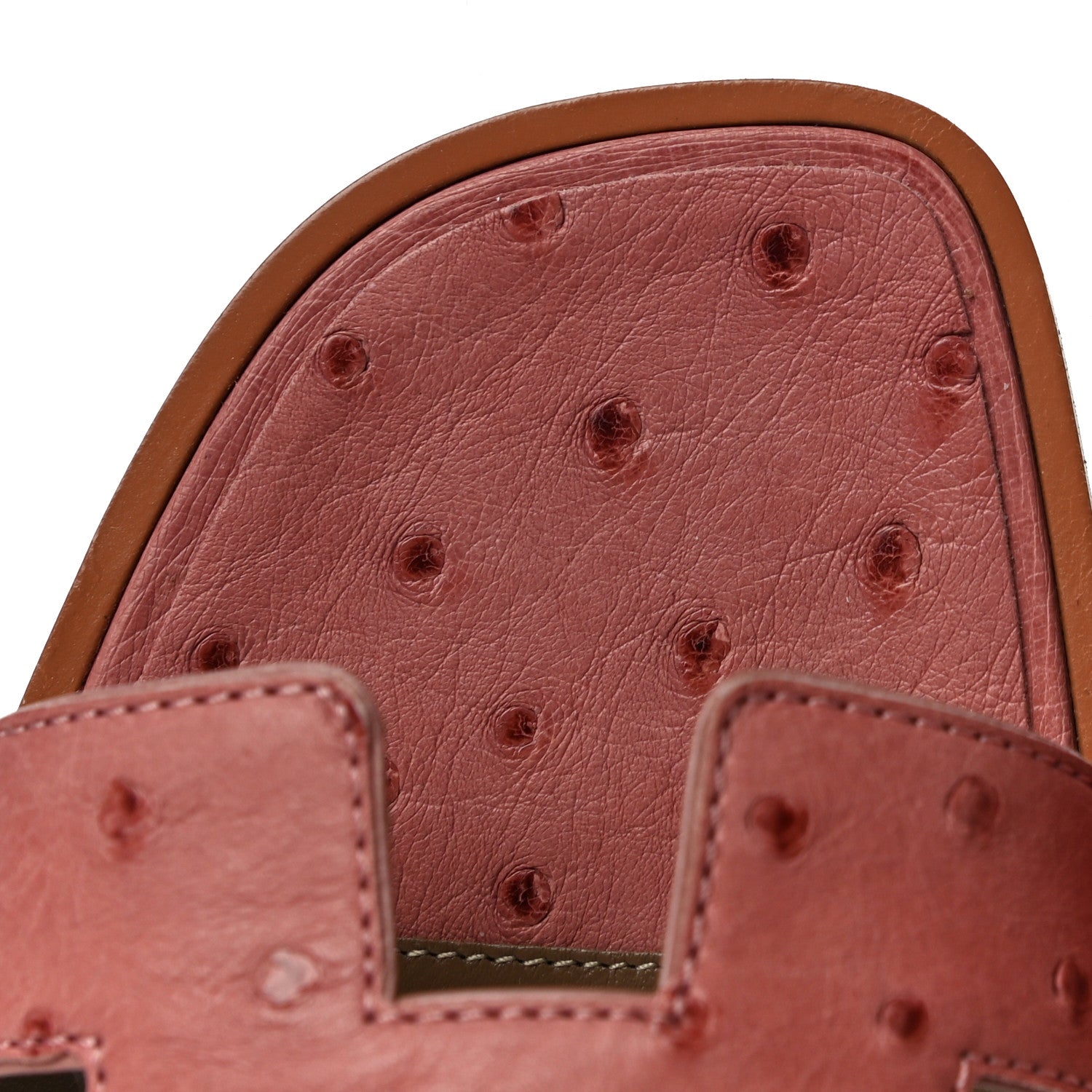 Hermes Ostrich Oran Sandals 37.5 Rouge Blush 8 of 14