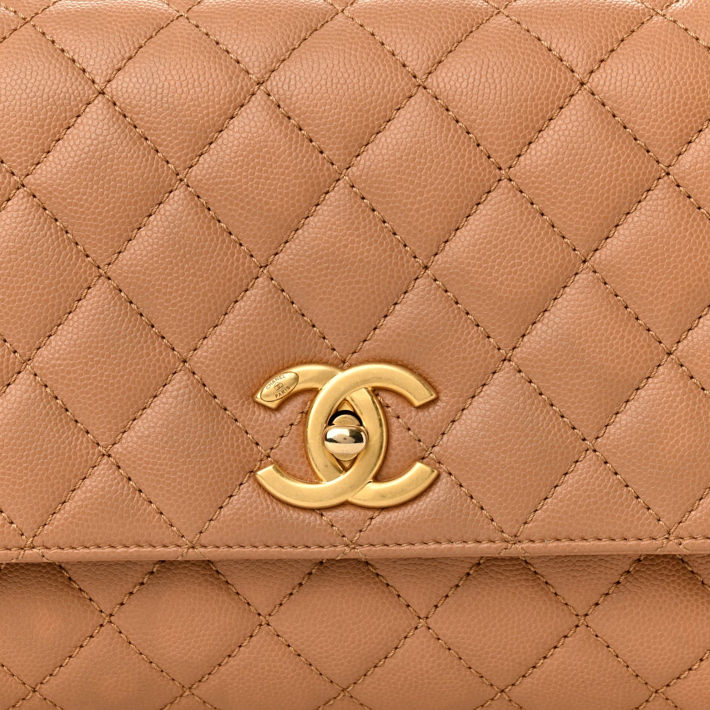 Caviar Quilted Small Coco Chain Handle Flap Brown
