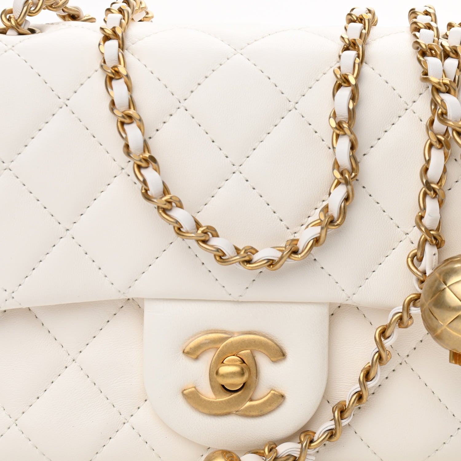 Chanel Lambskin Quilted Mini Pearl Crush Flap White 8 of 11