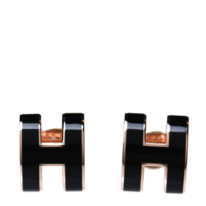Hermes Rose Gold Lacquered Mini Pop H Earrings Black 1 of 4