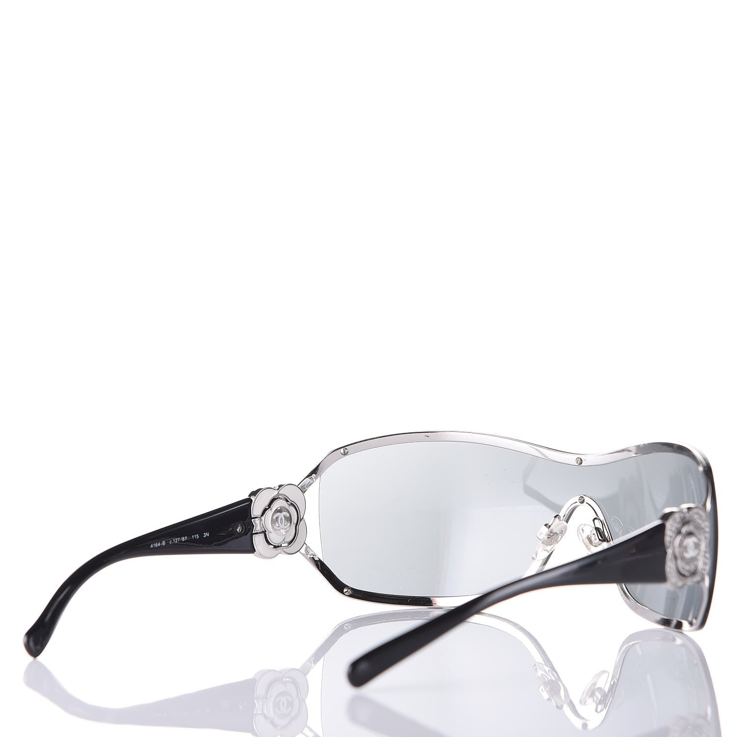 Chanel Swarovski Crystal Camellia CC Sunglasses 4164-B Black 4 of 8