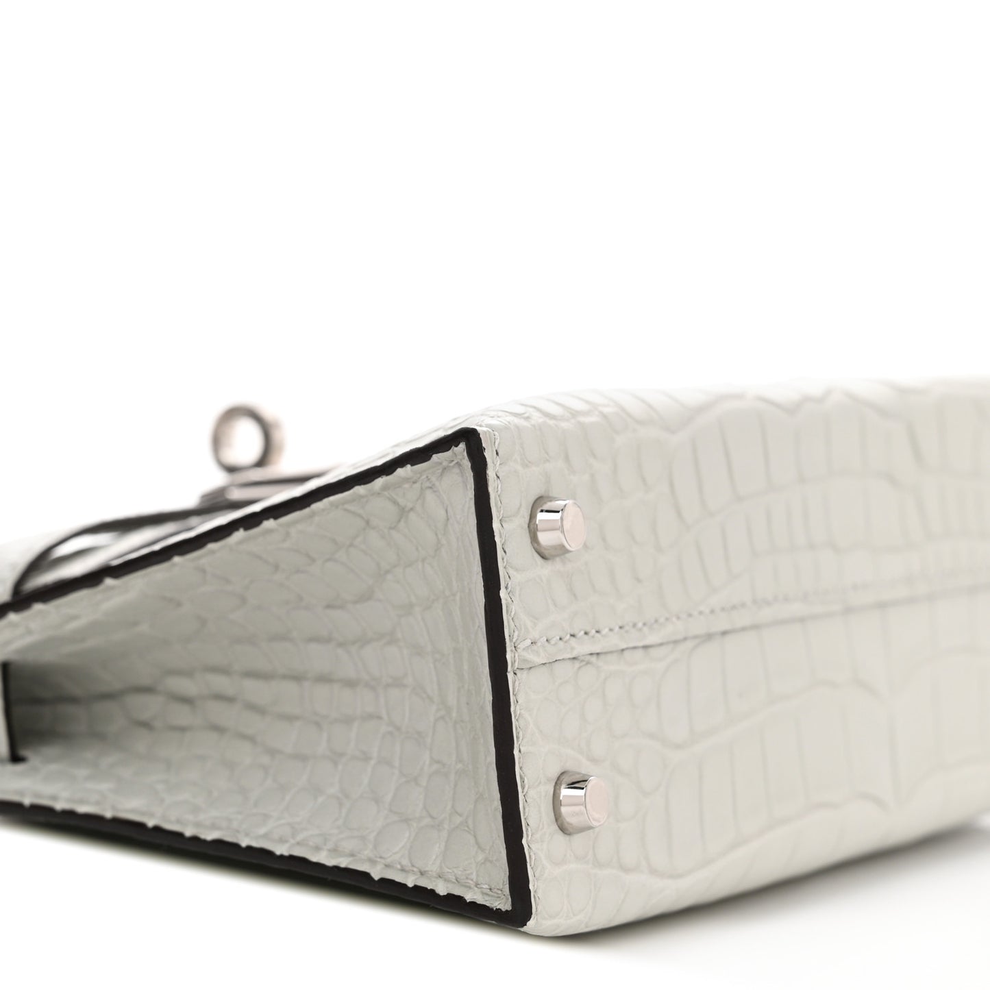 Matte Alligator Mini Kelly Sellier 20 Gris Neve