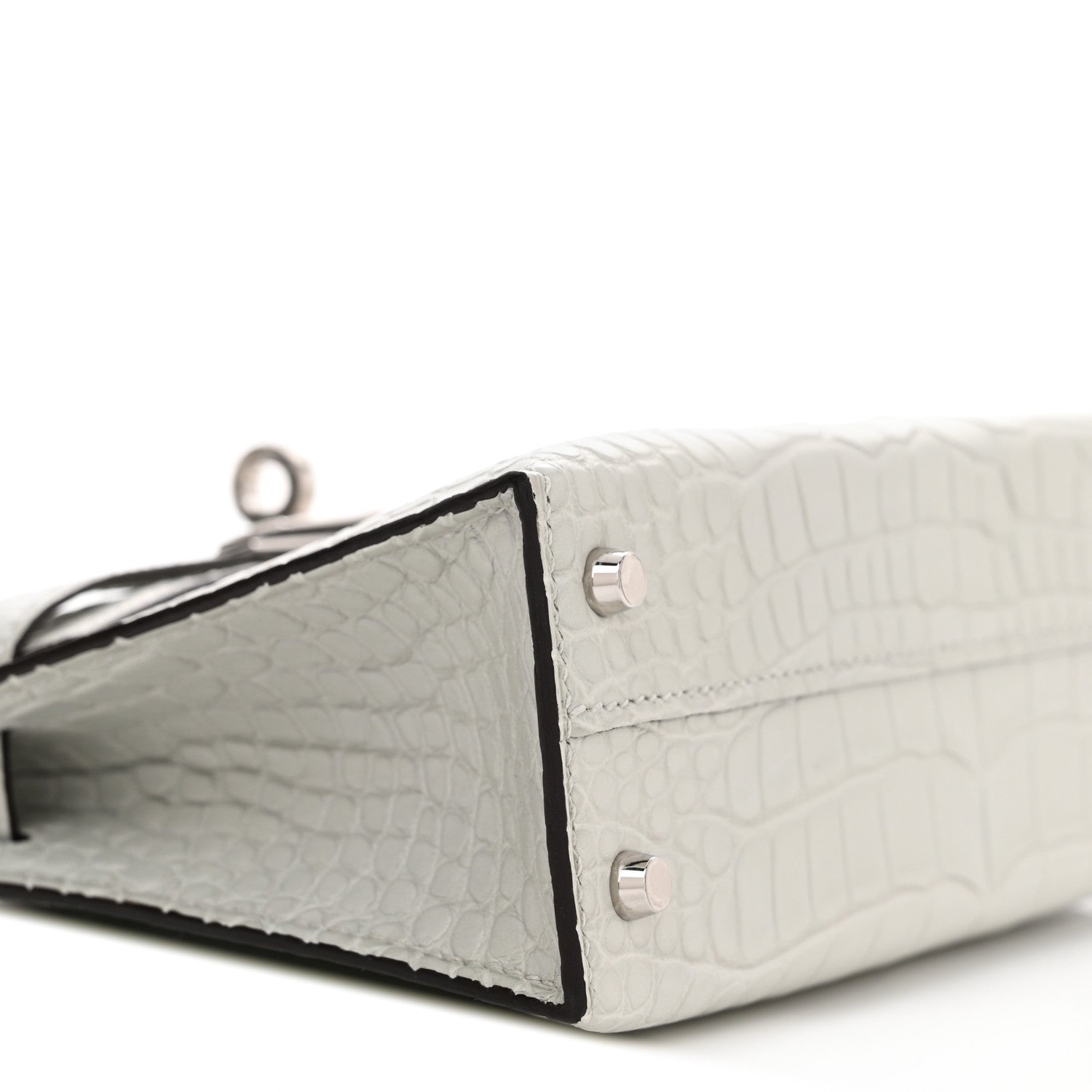 Hermes Matte Alligator Mini Kelly Sellier 20 Gris Neve 7 of 9