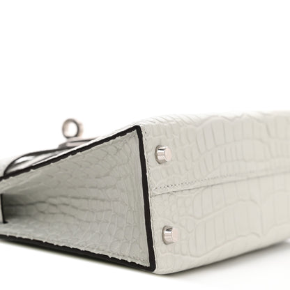 Hermes Matte Alligator Mini Kelly Sellier 20 Gris Neve 7 of 9