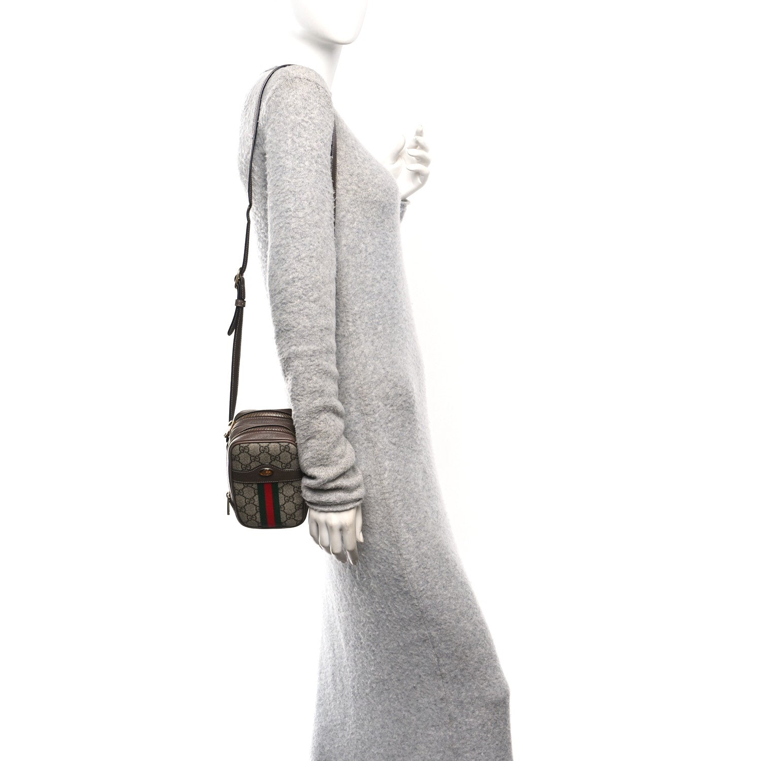 Gucci GG Supreme Monogram Web Mini Ophidia Double Zip Crossbody Bag Beige New Acero 2 of 10