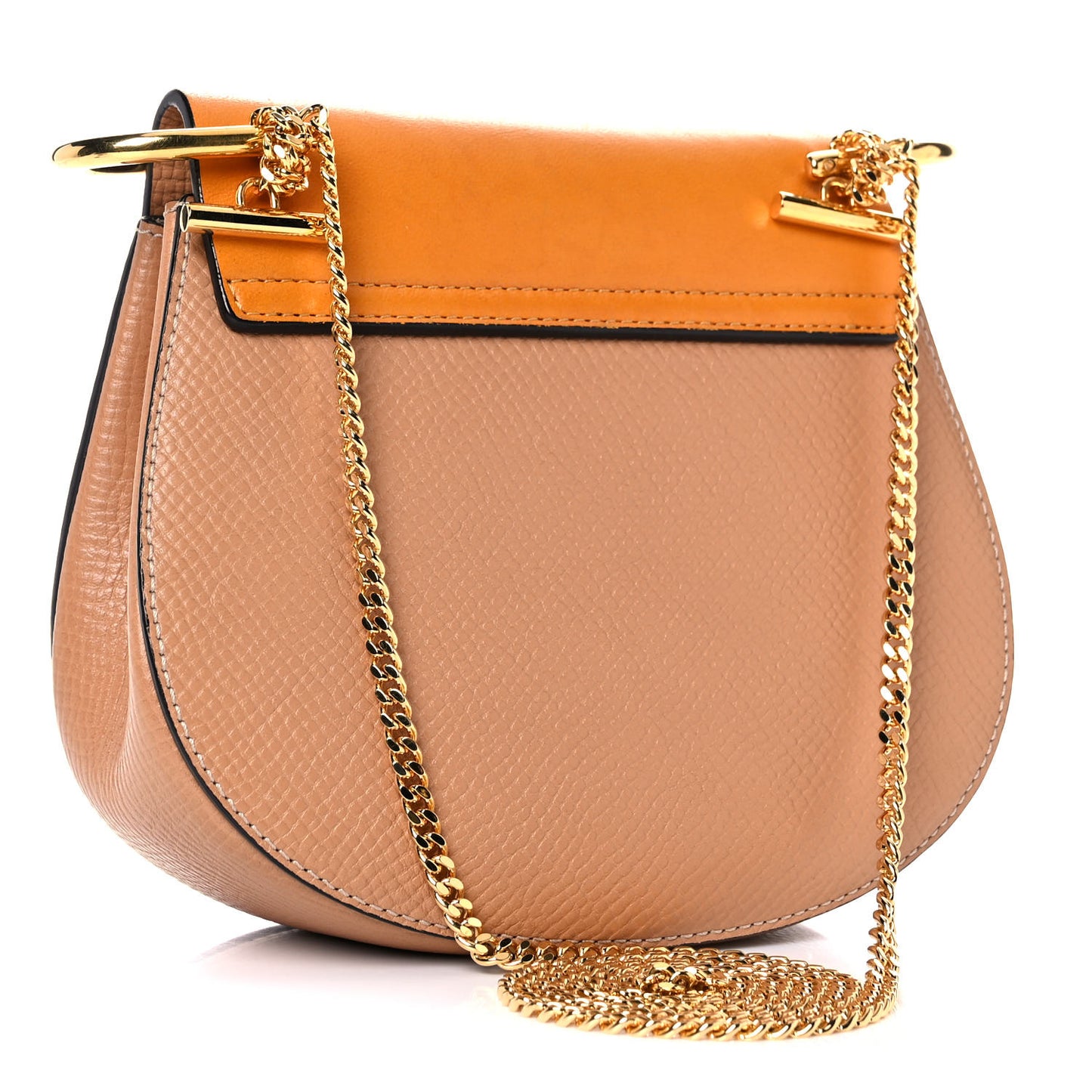 Grained Calfskin Lambskin Medium Bi-Color Drew Shoulder Bag Wet Sand Sunflower