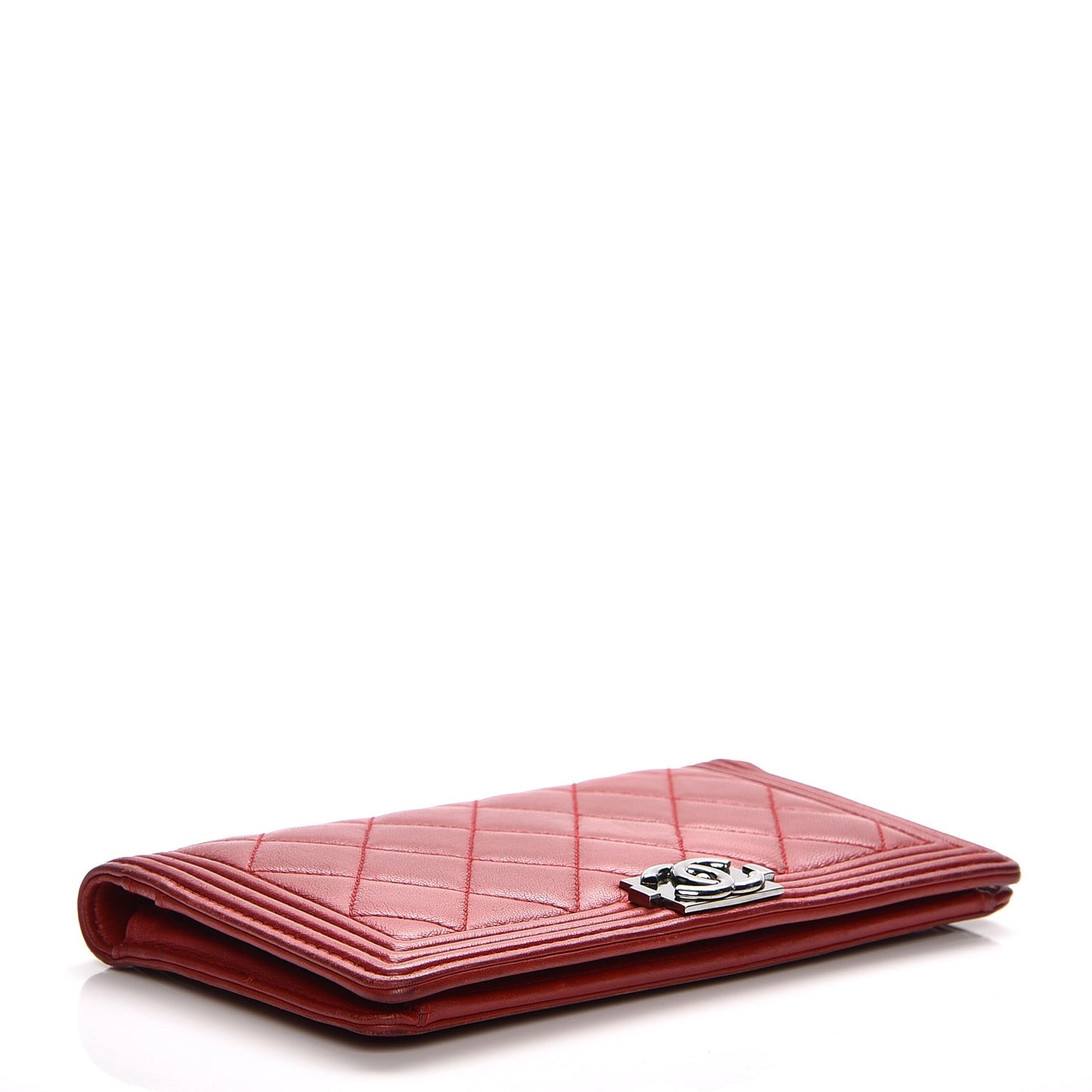 Lambskin Quilted Boy Yen Wallet Red