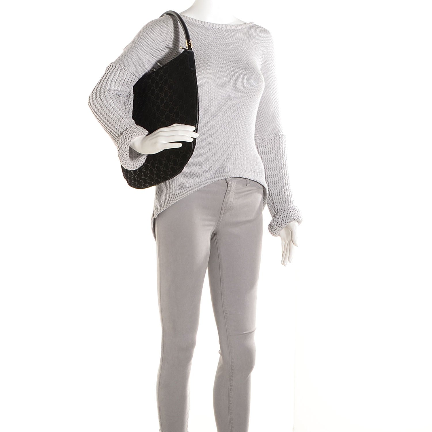 Gucci Suede Guccissima Monogram Hobo Black 2 of 7