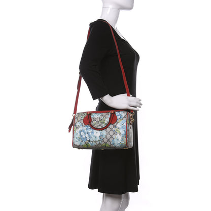 Gucci GG Supreme Monogram Blooms Small Boston Beige Blue Navy Hibiscus Red 2 of 10