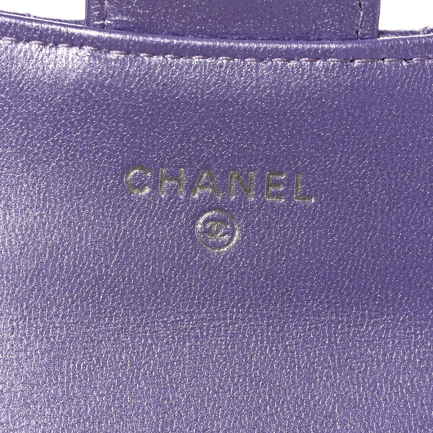 Metallic Lambskin Quilted Flap Card Holder Light Purple