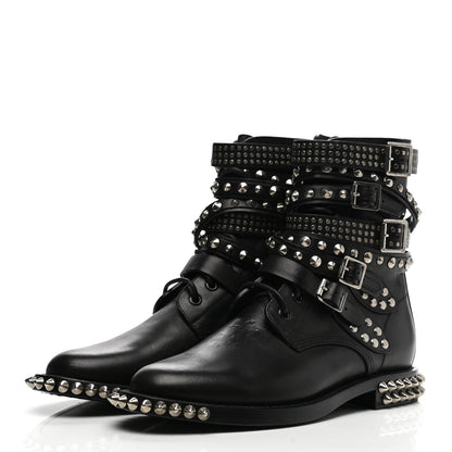 Saint Laurent Smooth Calfskin Studded Womens Punk Ranger Boots 39.5 Black 3 of 11