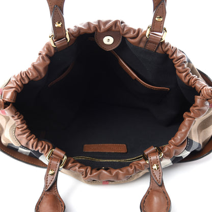 Burberry Soft Calfskin House Check Big Crush Tote Brown Ochre 5 of 12