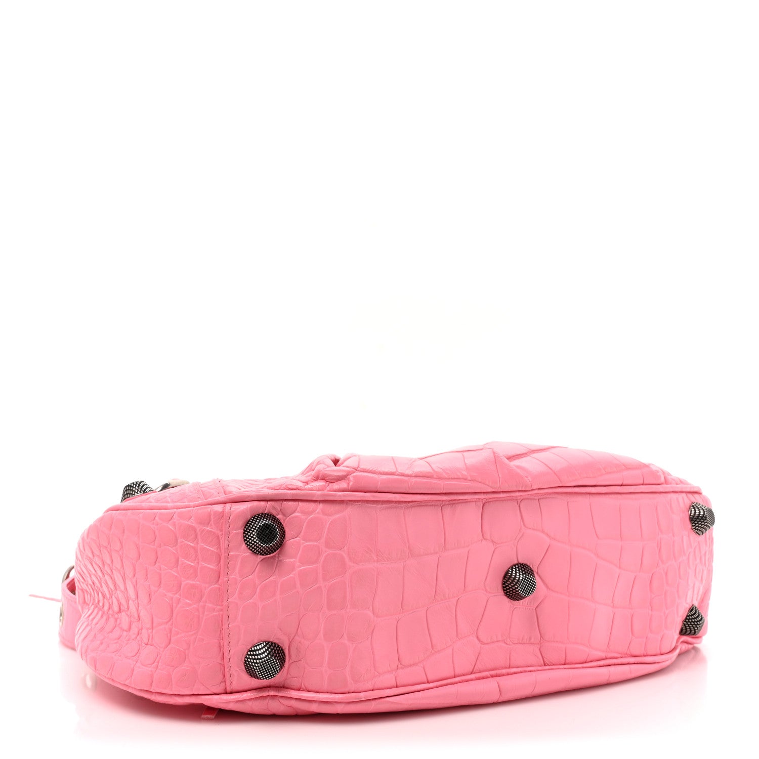 Balenciaga Extra Supple Calfskin Crocodile Embossed Small Le Cagole Shoulder Bag Sweet Pink 4 of 12