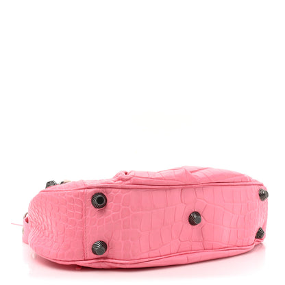 Balenciaga Extra Supple Calfskin Crocodile Embossed Small Le Cagole Shoulder Bag Sweet Pink 4 of 12