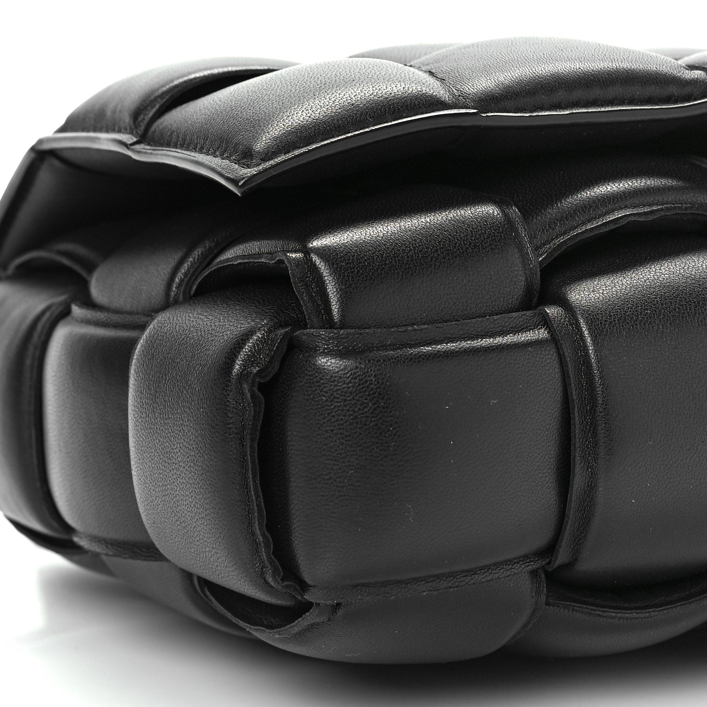 Nappa Maxi Intreccio Padded Cassette Crossbody Bag Black