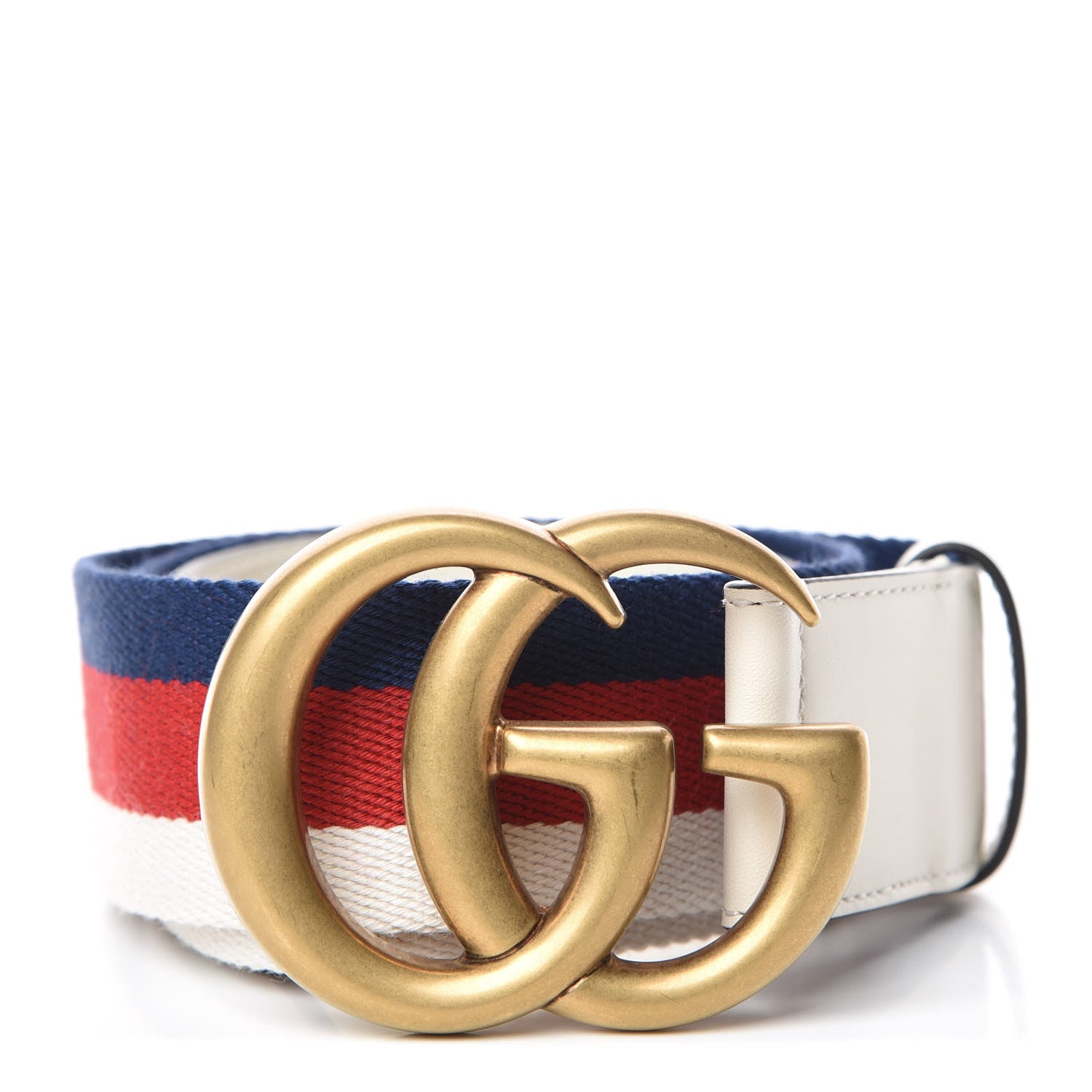 Gucci Nylon Calfskin Sylvie Web Double G 40mm Belt 85 34 Mystic White Hibiscus Red Maritime 1 of 6