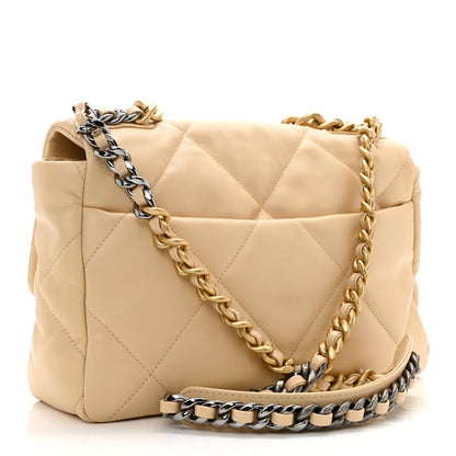 Chanel Shiny Goatskin Quilted Large Chanel 19 Flap Beige 3 of 10