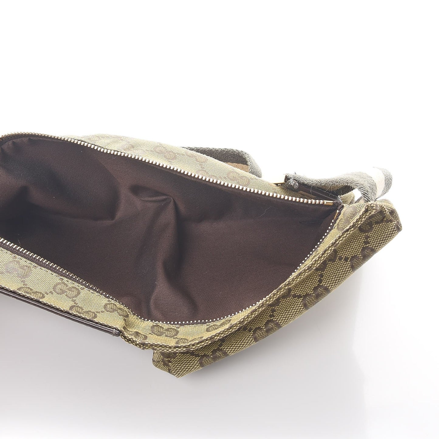 GG Monogram Web Double Pocket Belt Bag Green Dark Brown